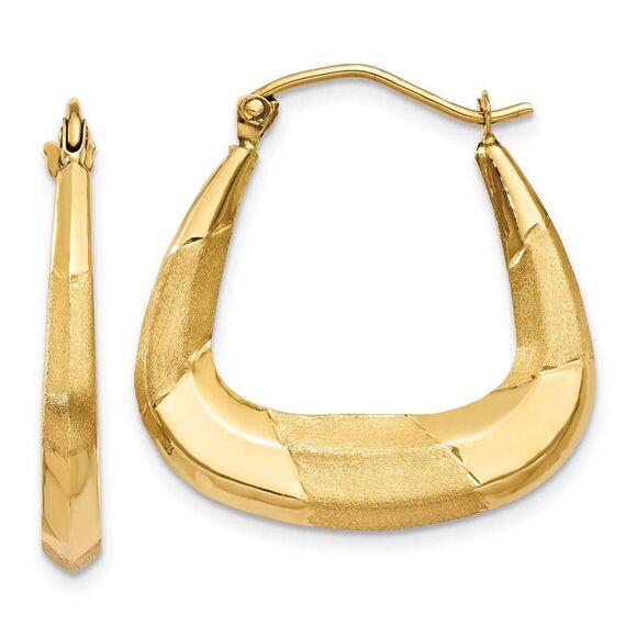 4 x 23mm 14k Yellow Gold Polished, Satin and D/C Striped...
